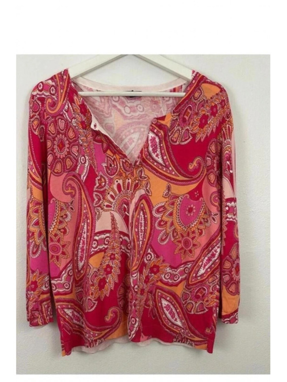 Talbots Women's Paisley Button Down Cardigan Sweater Size M